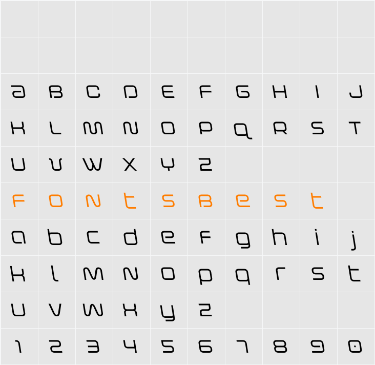 Fox on the Go Semi-Leftalic Character Map