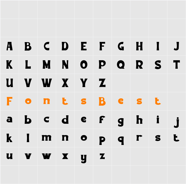SAND SLACK - Thumbnails Font Character Map