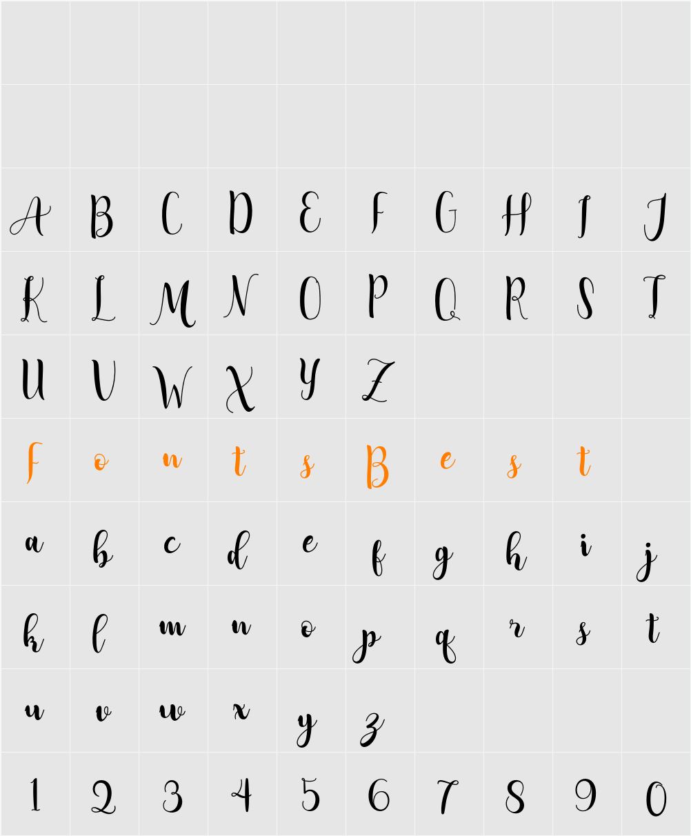 Adreena Script Demo Character Map