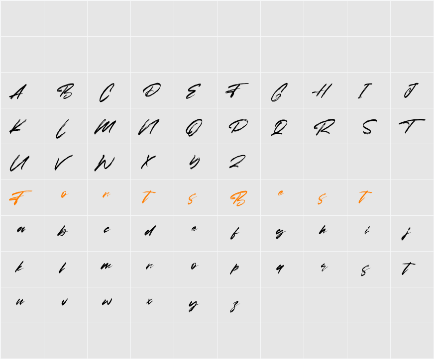 Amores Free Font Character Map