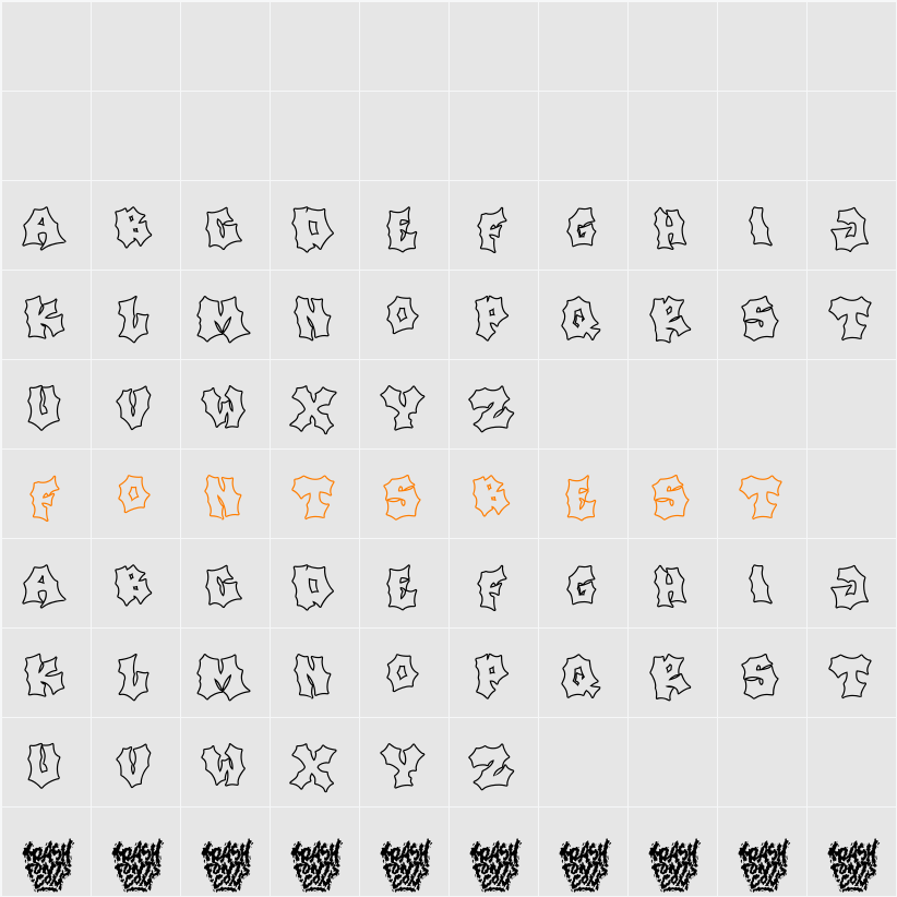 Trash Parcel DEMO Outline Character Map