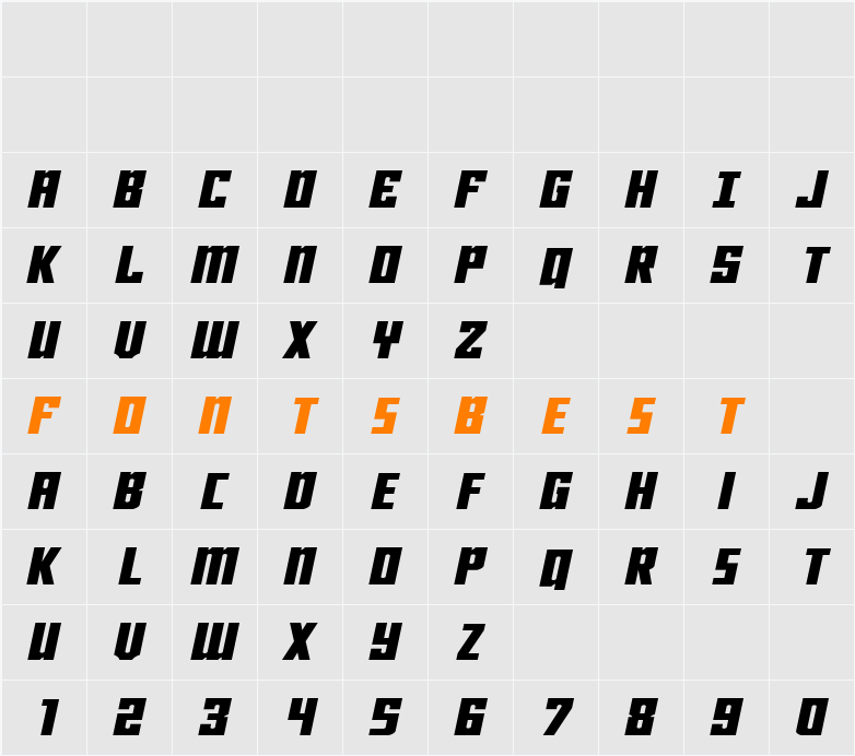 Joy Children Wide Italic Character Map