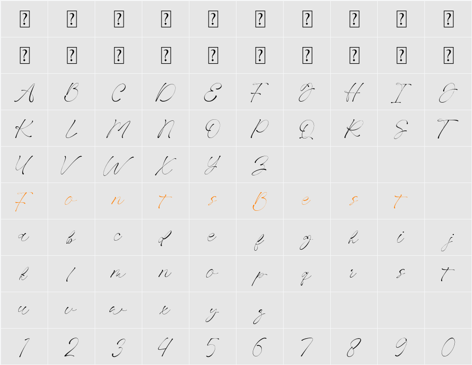 Aerpthine Character Map