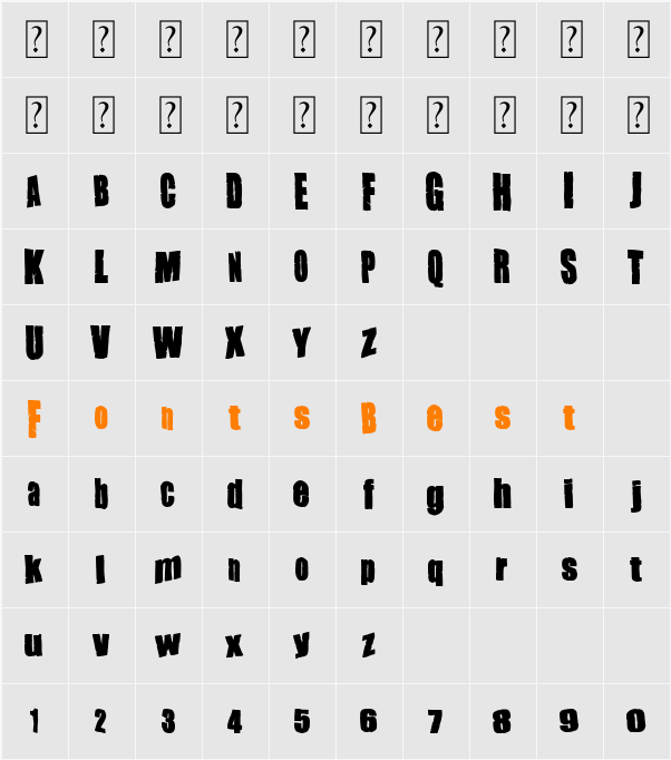 Dirty Grunge Fiesta Character Map