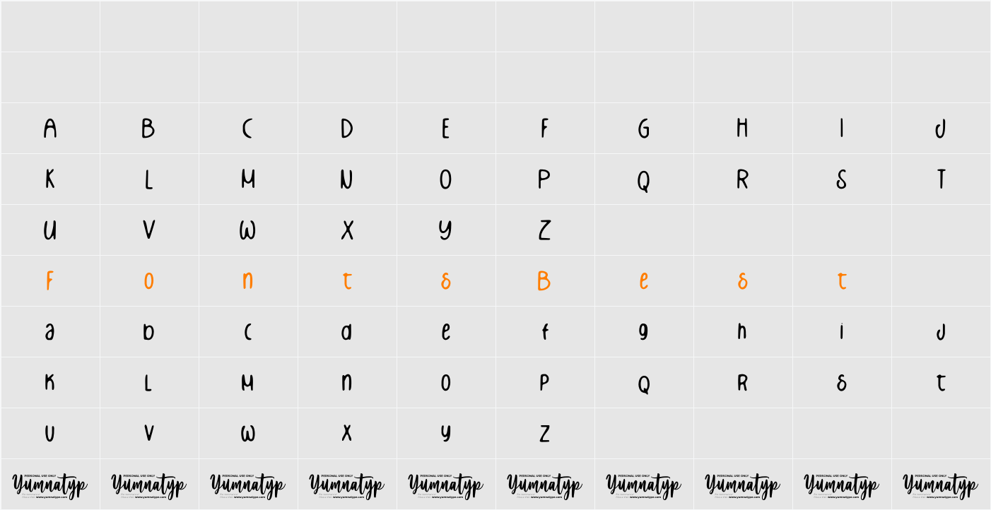 Gallnut Personal Use Only Character Map