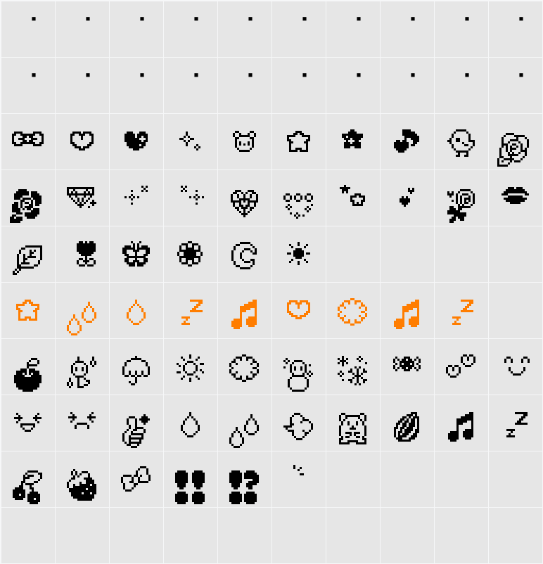 EmojiFont Character Map