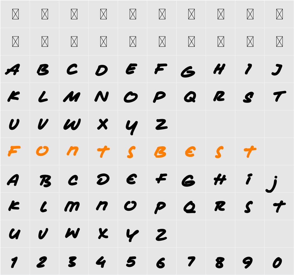 Masa Marker Character Map
