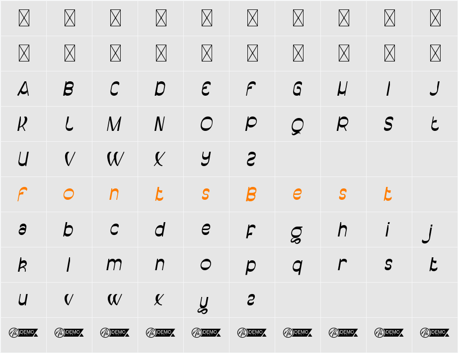 OrangePuddingDemo Character Map