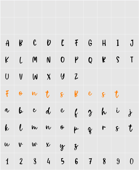 Gold Shery Character Map