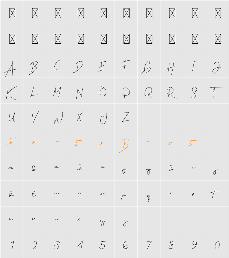 Angel Signature Character Map