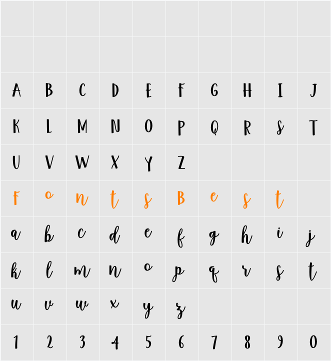 Anindita Script Bold Character Map