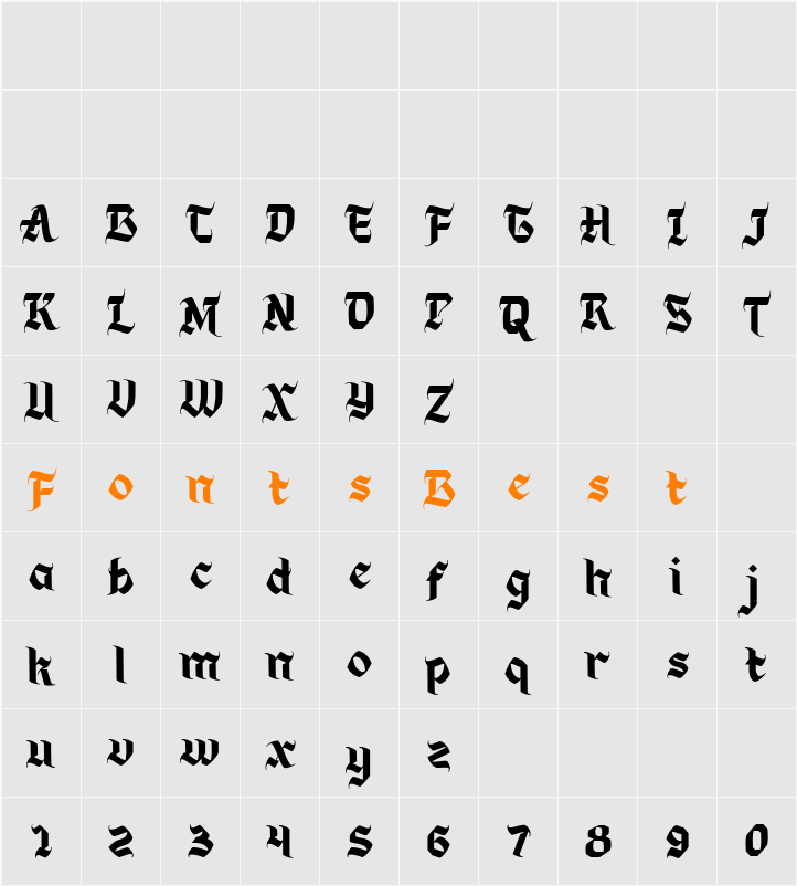 Subrage DEMO Character Map