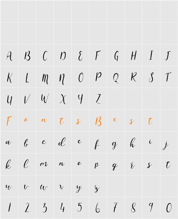 Charissa Script Character Map
