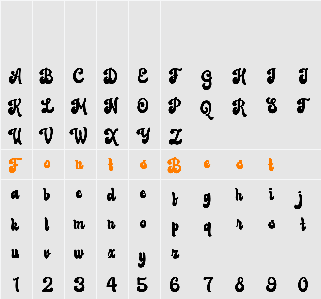 Bluend Character Map
