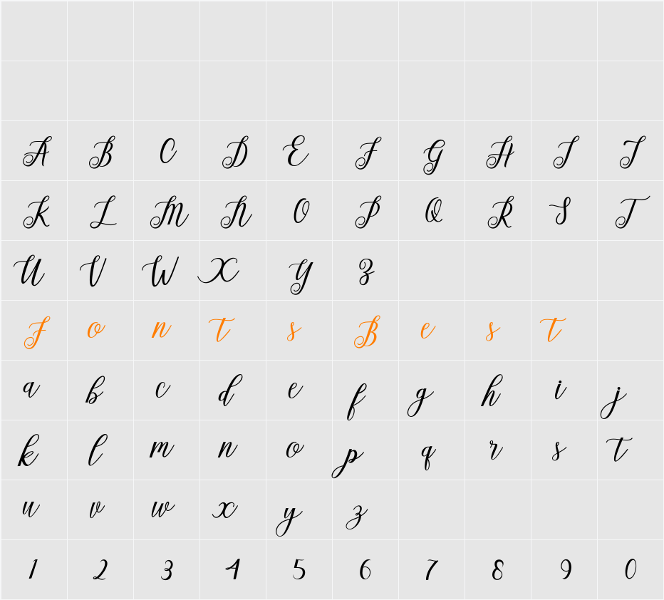 Alista Script Character Map