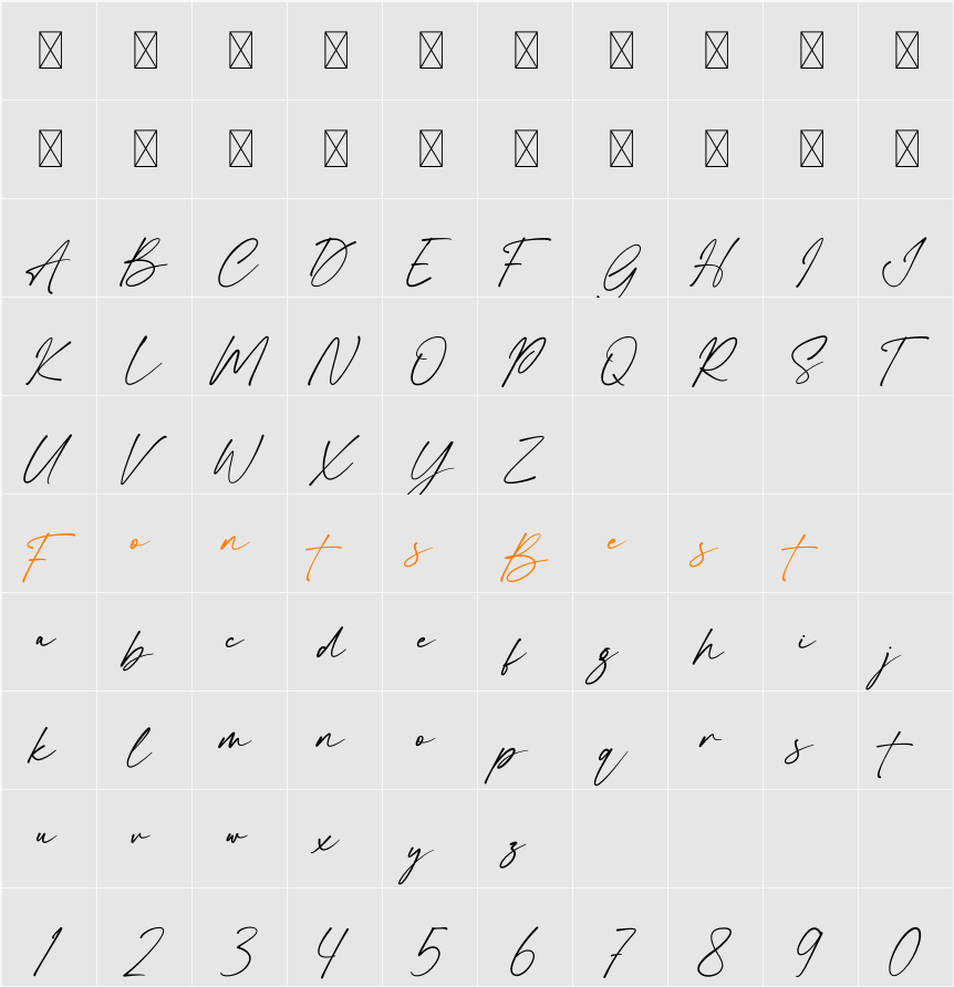 Castely Character Map