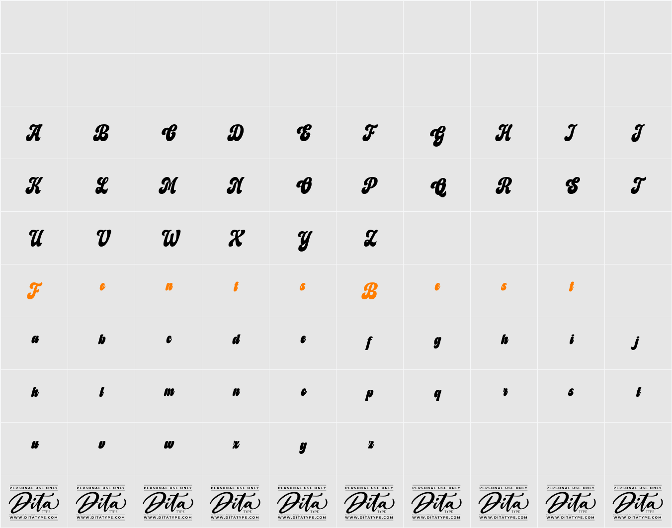 Mildenday Personal Use Character Map