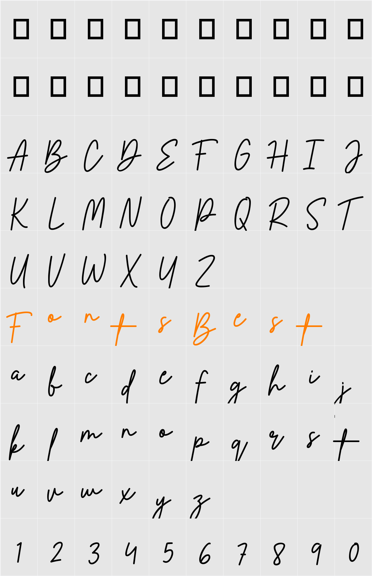 Rosabella Signature DEMO! DEMO! Character Map