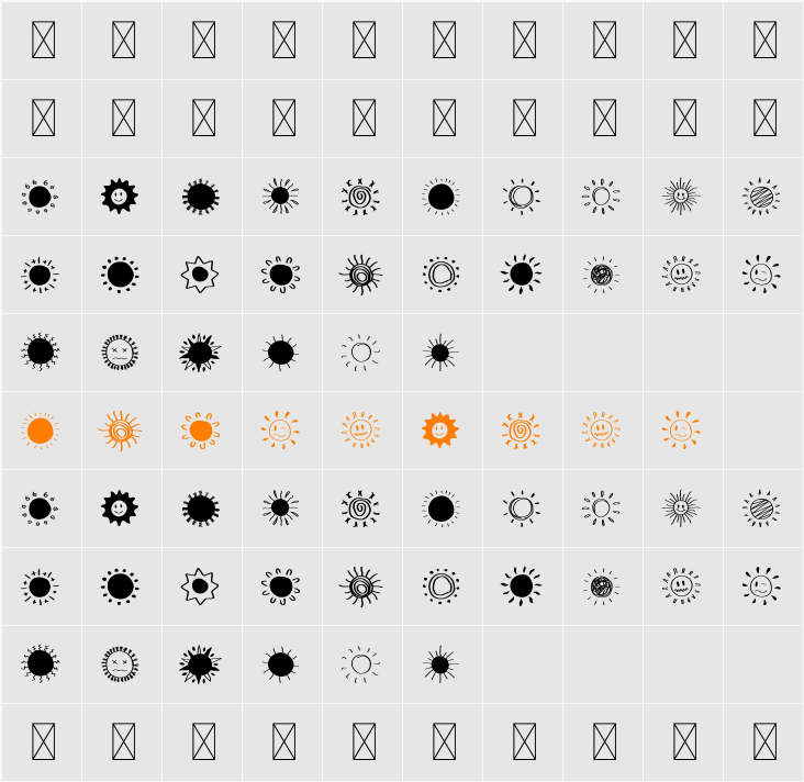 Retro Sun Character Map