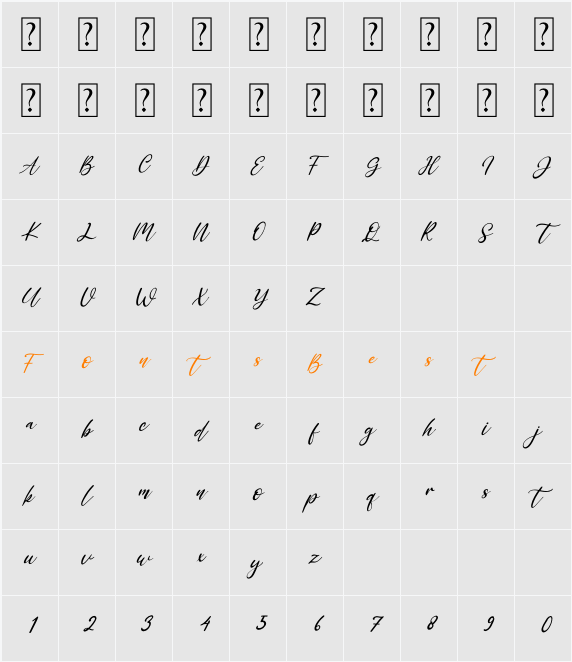 Addison Affson Italic Character Map