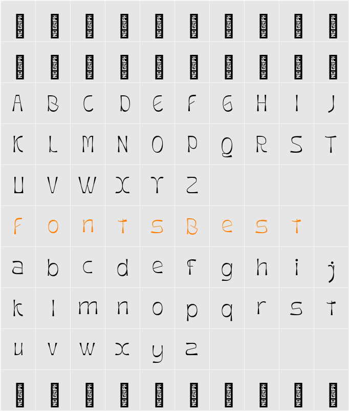 Retro Sugar - Demo Version Thin Character Map