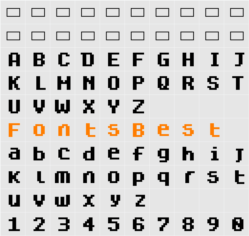 Dogica Character Map
