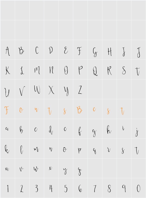 Aintzane Script Character Map