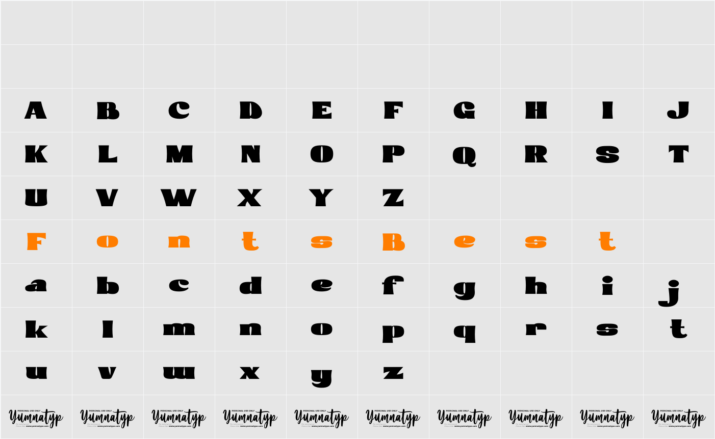 Golden Sunny Personal Use Only Character Map