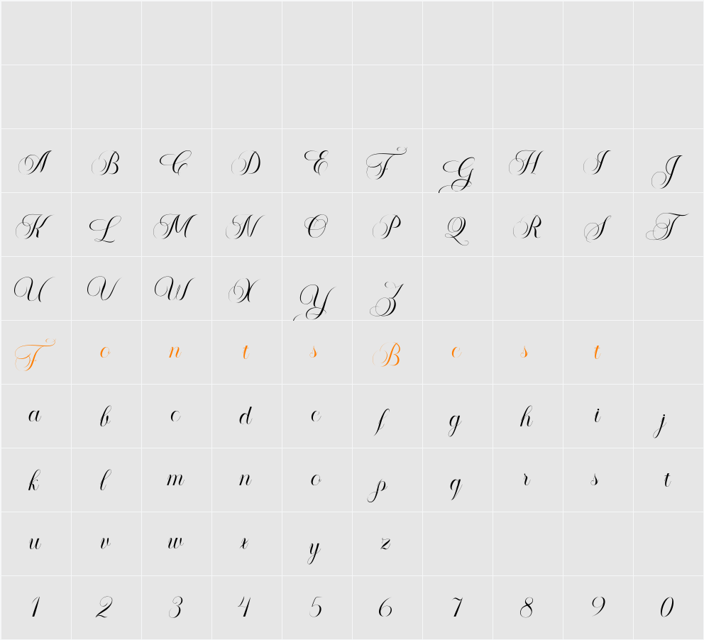 Amour Character Map