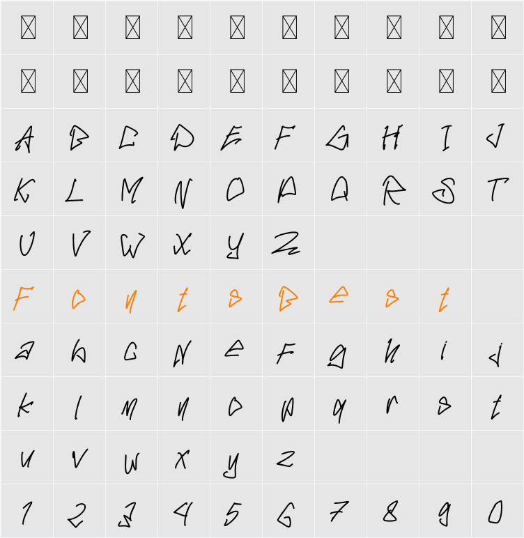 RASTENKER Demo Character Map