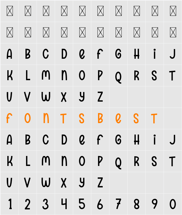 Gafeko Cute Font Character Map