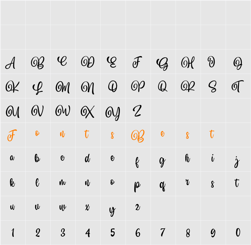 Blantick Script Character Map