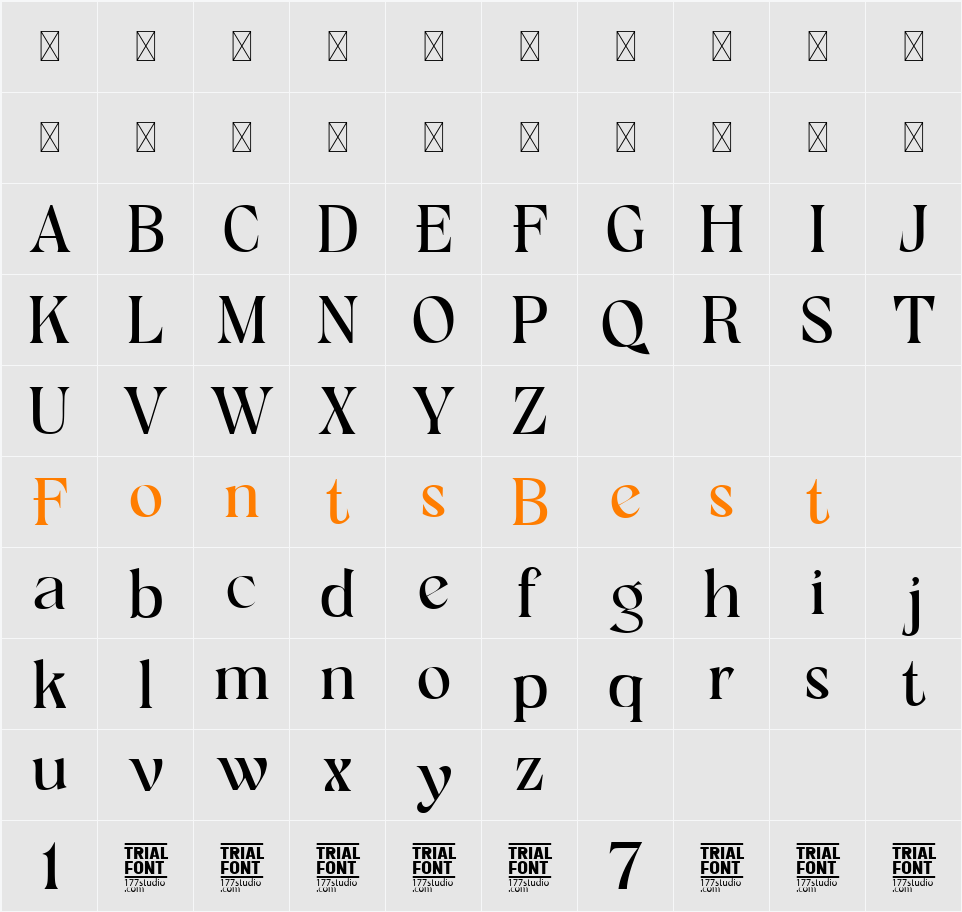 ALLOVER MODERN DEMO Character Map