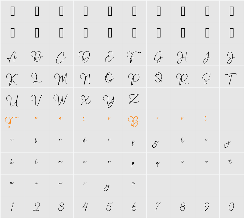 Bellissa Signature Character Map