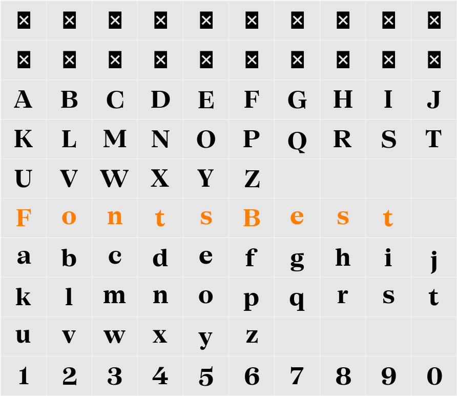 SFT Schrifted Serif TRIAL SH SH Character Map
