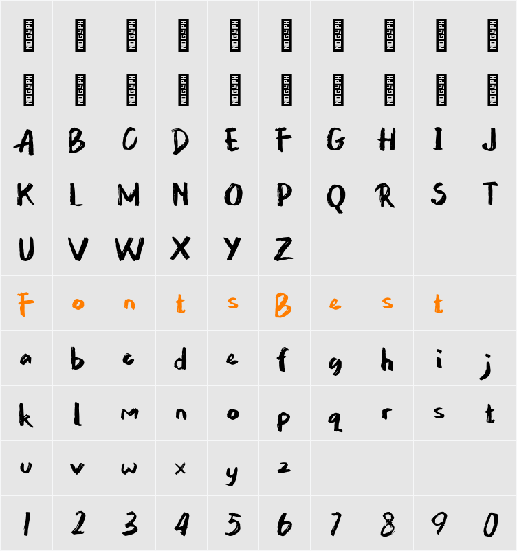 Grusty Brushes Personal Use Character Map