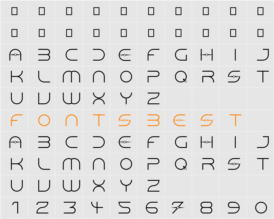 AG 10,191 Character Map