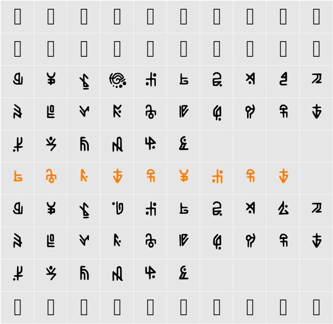 Da Rune Character Map