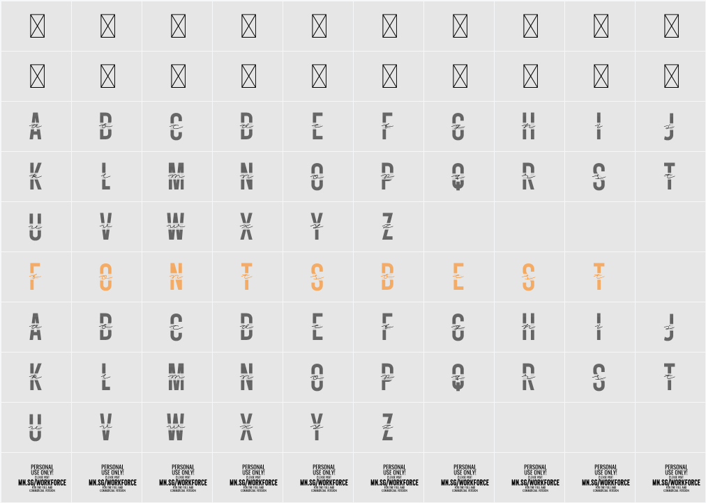 Workforce Gradient PERSONAL USE Character Map