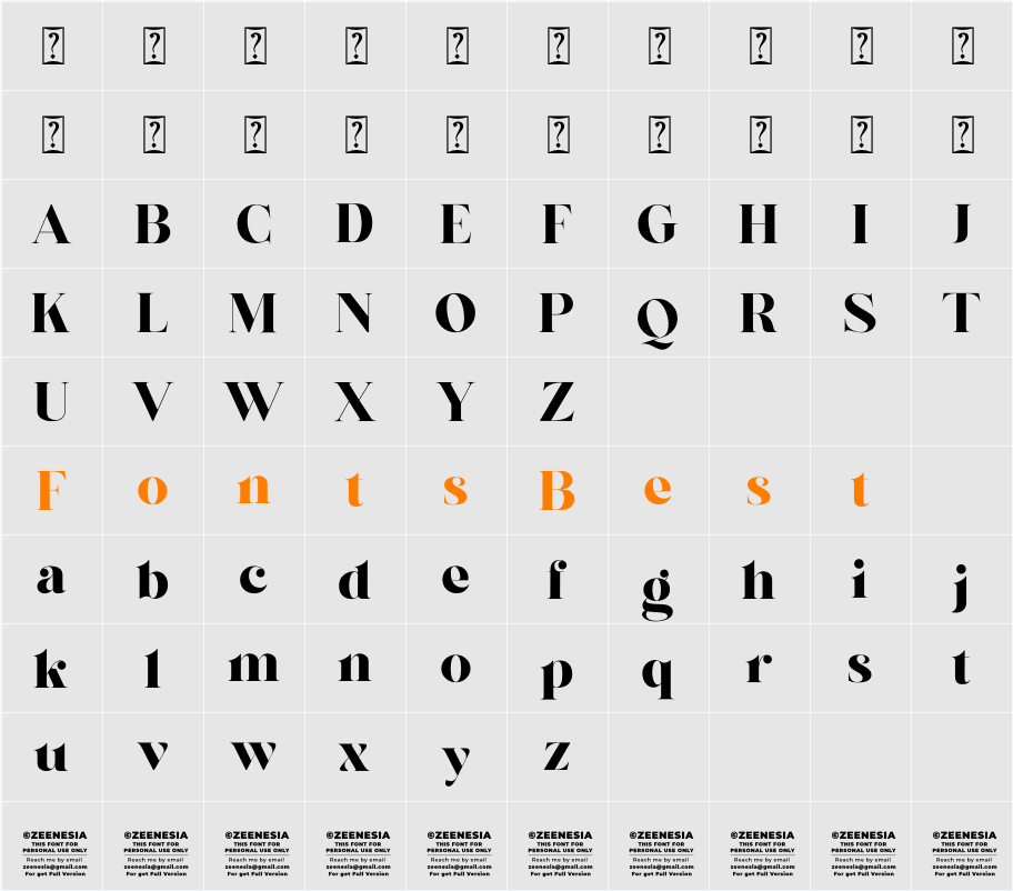 Glinka Personal Use Only Character Map