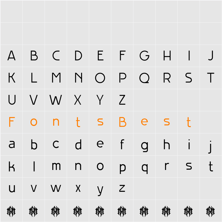 MN Grissee Personal Use Thin Character Map
