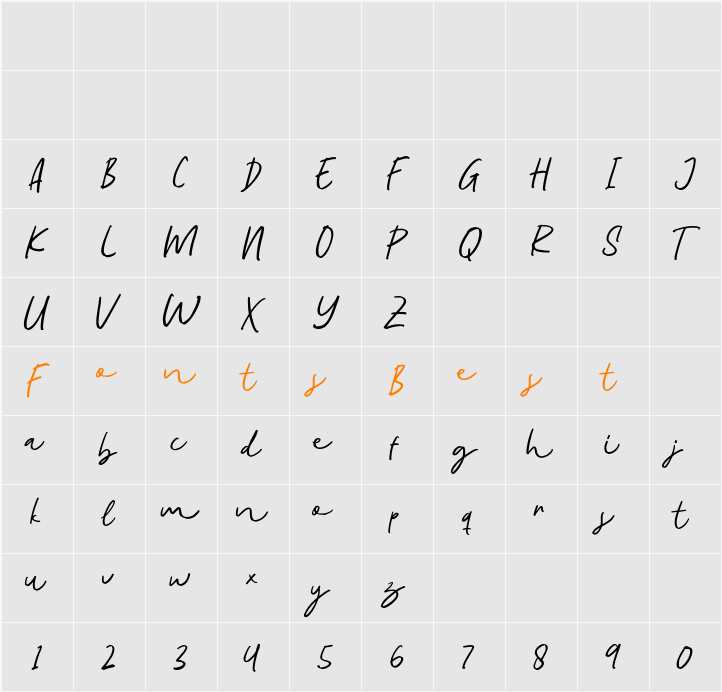 Demo Greenfield Script Character Map