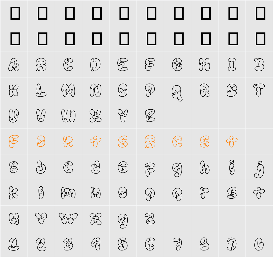 Scrouble Outline Character Map