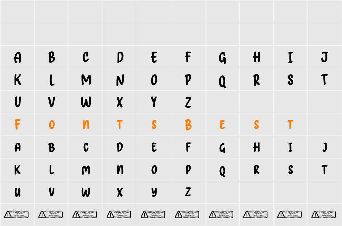Naturel PERSONAL USE ONLY! Character Map