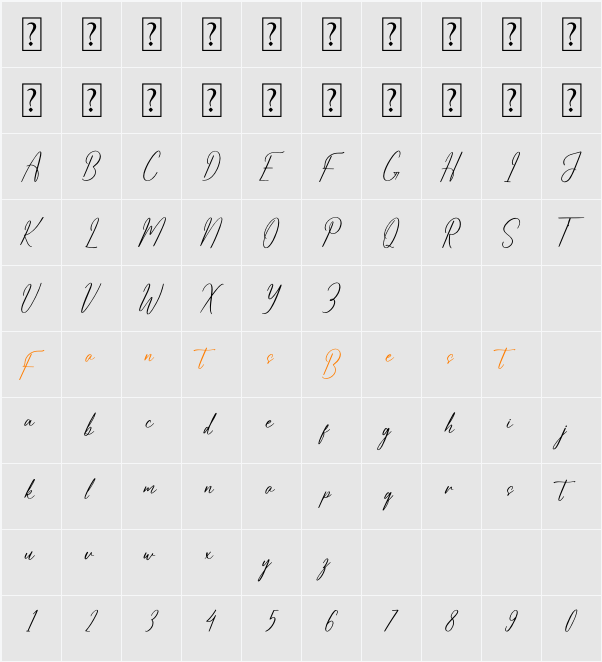 Amethykan Character Map