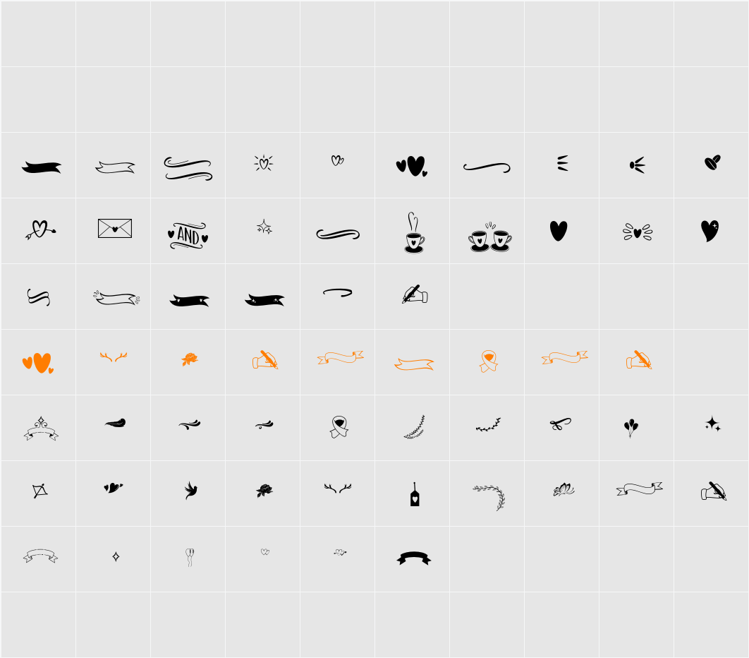 Blustina Extras Character Map