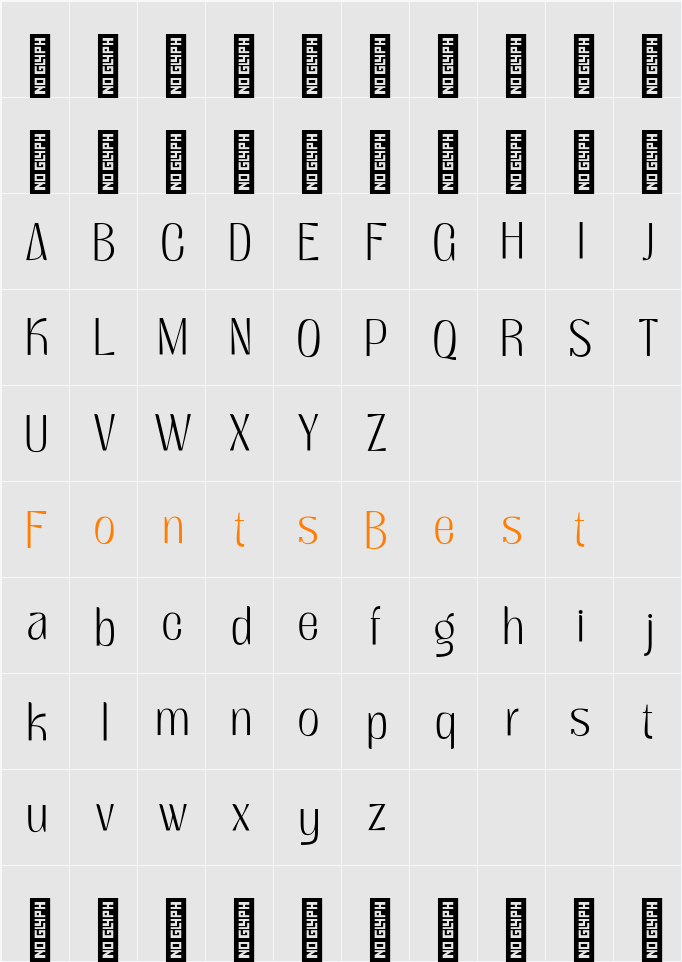Satigof Extralight Character Map