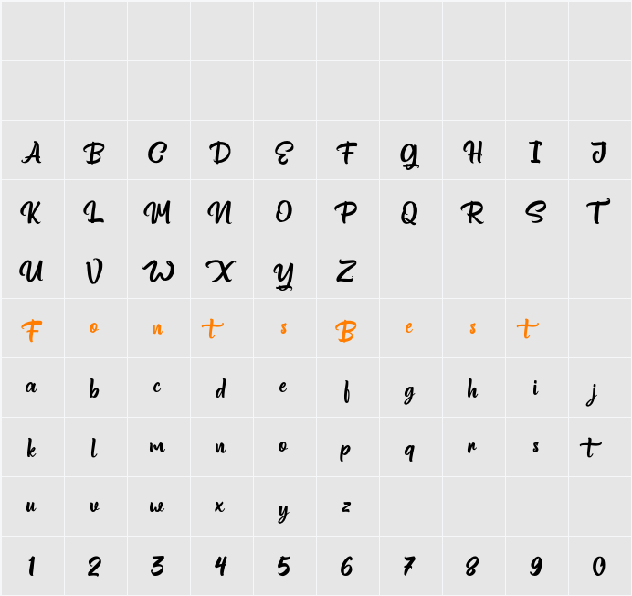 Standgrow FreePersonalUse Character Map