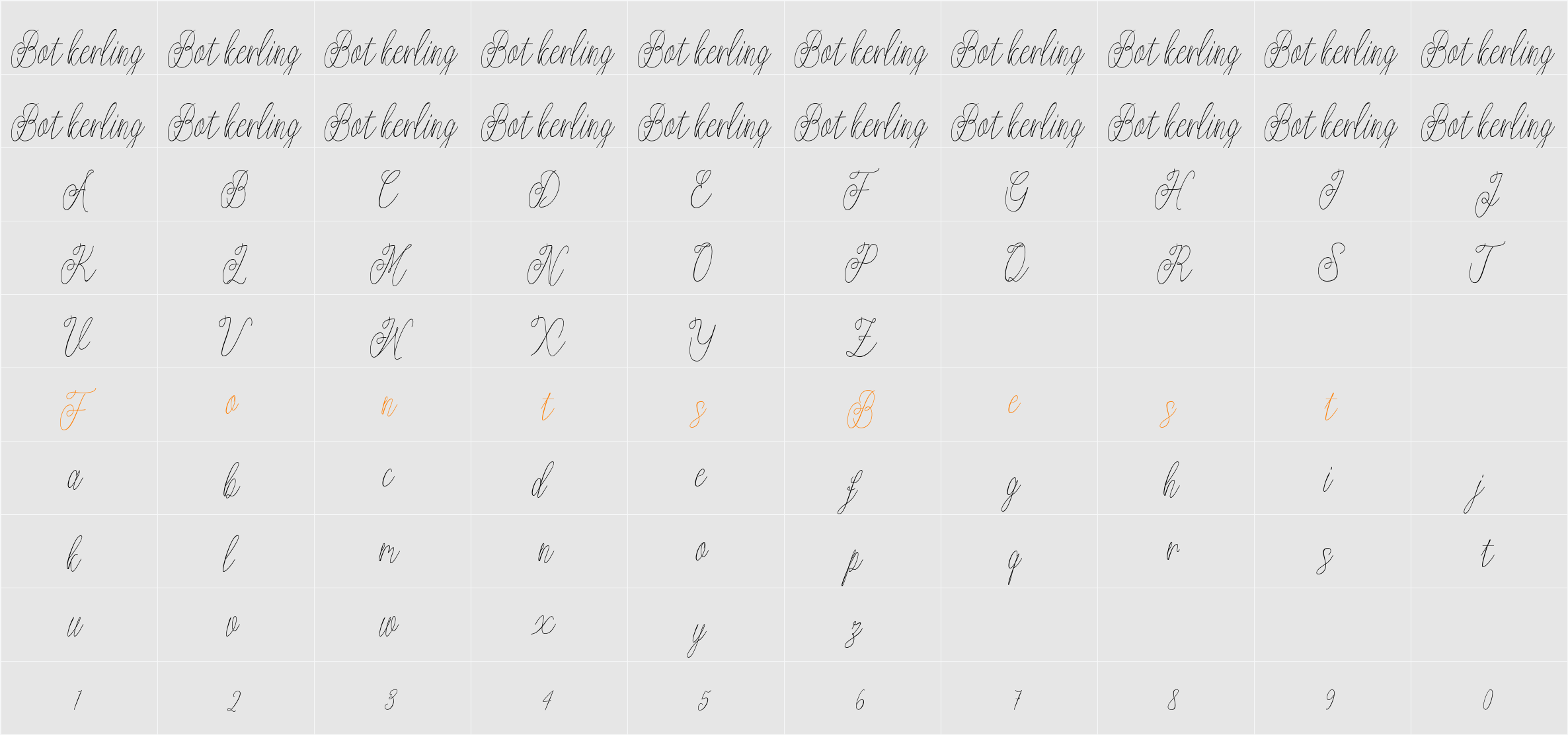 Atakana script Character Map