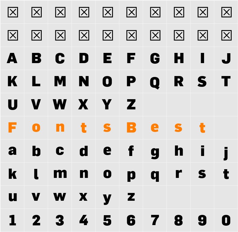 Flama Black Character Map